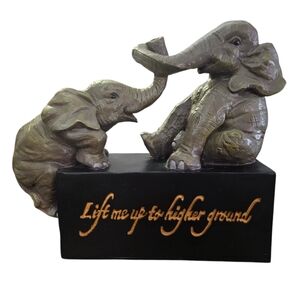 Inspirational ELEPHANT FIGURINE Mantlepiece Statue "Lift Me Up To Higher Ground"